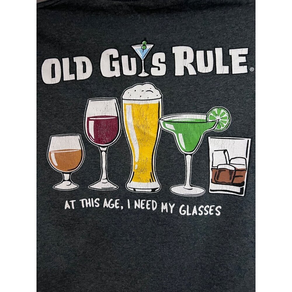 Old Guys Rule Mens Heather Blue Double Graphic Novelty T-Shirt Medium Relaxed - Picture 6 of 7